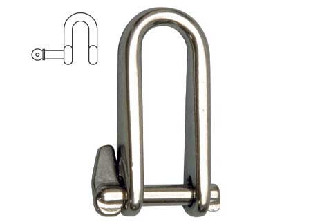 0120905 Long D Shackle with Captive Key Pin 5mm Stainless Steel