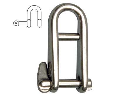 0120915 Long D Shackle with bar 6mm captive pin Stainless Steel