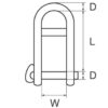 0120915_ Long D Shackle with bar 6mm captive pin Stainless Steel