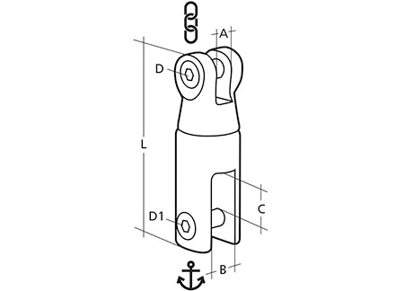 0123008_1 Stainless Steel Anchor Swivel Profiled 6/8mm