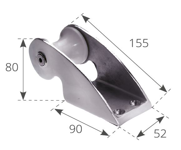 0303014_1 Fix Bow Roller Model Rising 150x7,5mm Stainless Steel