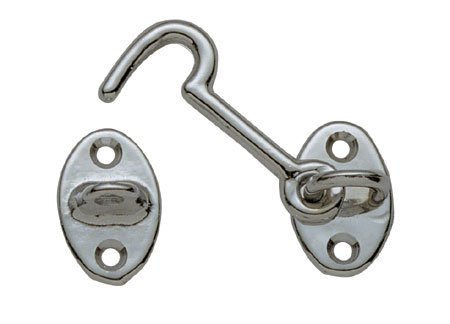 0334708 Cabin Door Hook 80mm Chromed Brass