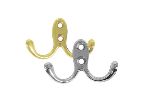 0335302 Double Wardrobe Hook 40x55mm Chromed Brass