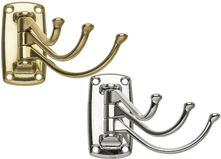 0335303 Wardrobe 3 Hooks foldable 73x36mm Gold Brass