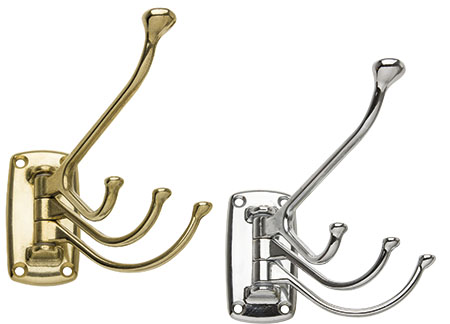 0335304 Wardrobe 4 Hooks foldable 73x36mm Gold Brass