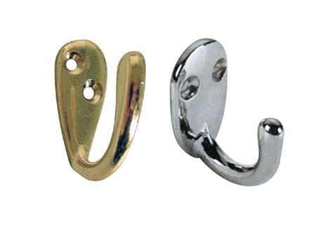 Single Wardrobe Hook 15x40mm Chrome Brass