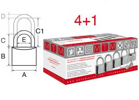 0344463_ Padlock Set 4+1 Hardinox Master Key