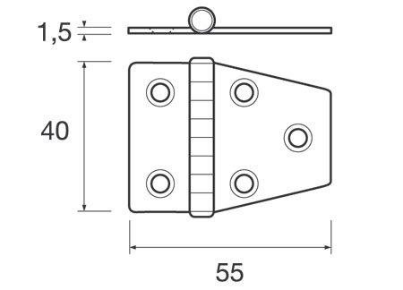 0402057_ Stainless Hinge 55 x 40 x 2mm
