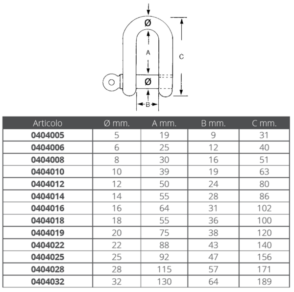 0404014_1 Straight shackle 14mm galvanized