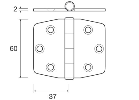 0450060_ Stainless Hinge 60x37x2mm