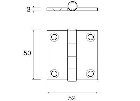 0452902_ Stainless Hinge 50x52x3mm