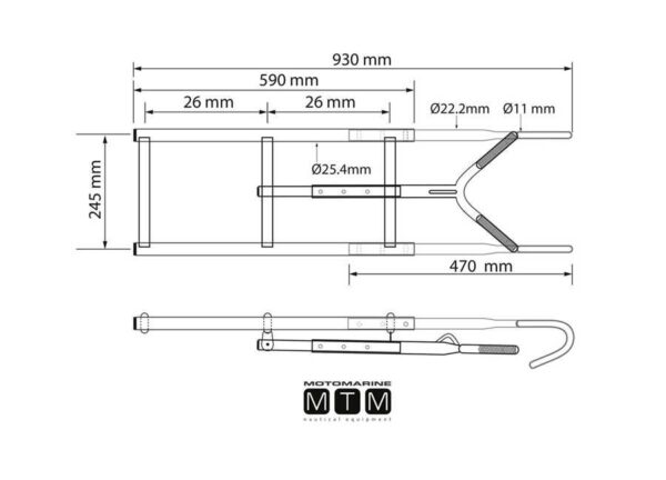 0505201_1 Stainless Steel Bow Ladders 3 Steps 24.5 x H80cm