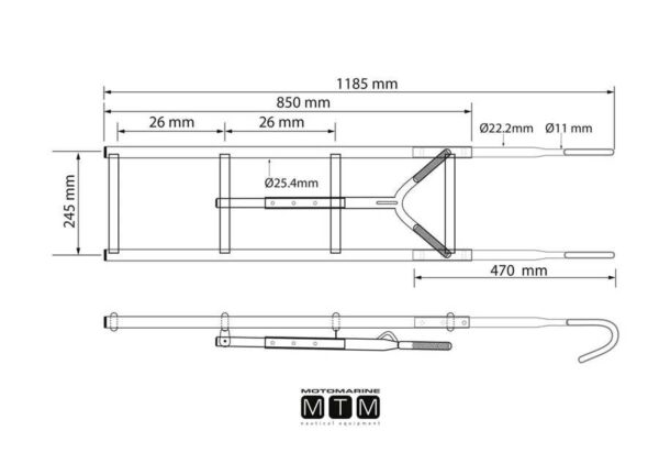 0505201_2 Stainless Steel Bow Ladders 4 Steps 24.5 x H110cm