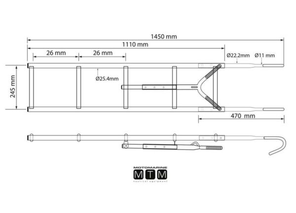 Stainless Steel Bow Ladders 5 Steps 24.5 x H130cm