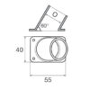 0631122_ Rectangular Base Moulded 60° Railings Tube 22mm Stainless Steel
