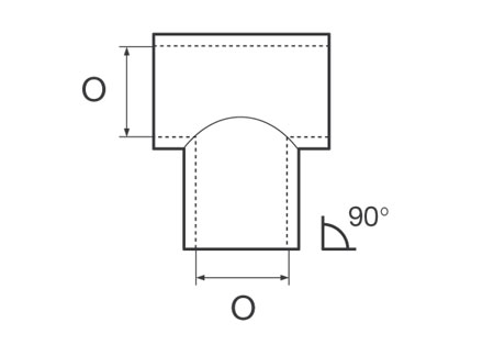 0634022_ T Joint Straight Moulded 90° Tube 25mm Stainless Steel