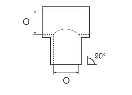 0638022_ Open T Joint 90° Tube 22mm
