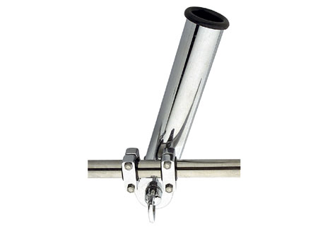 0800040 Chromed Brass Fishing Rod Holder Adjustable Rail Clamp 22-28mm H250mm D40mm