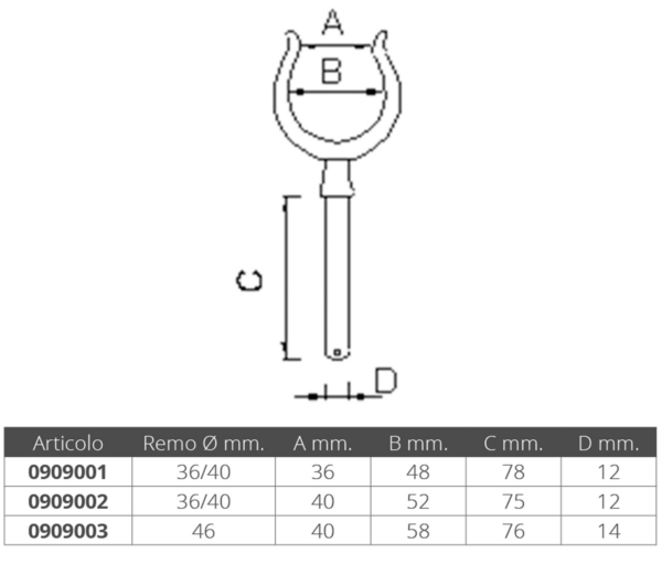 0909002_2 Chromed Brass Oarlock 58x14mm