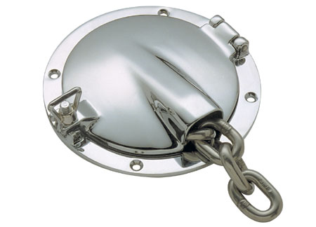 Chromed Brass Round Hawsehole 155mm (chain 6mm)