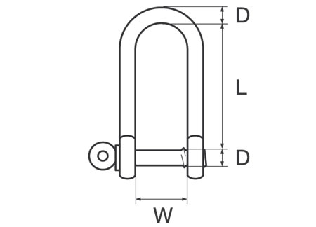 120805_ Long D Shackle 5mm Stainless Steel