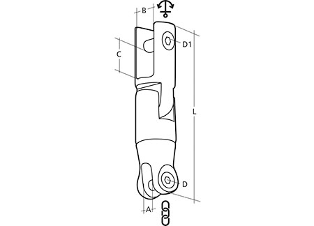 133422_1 10mm 2-Way Anchor Swivel Connector