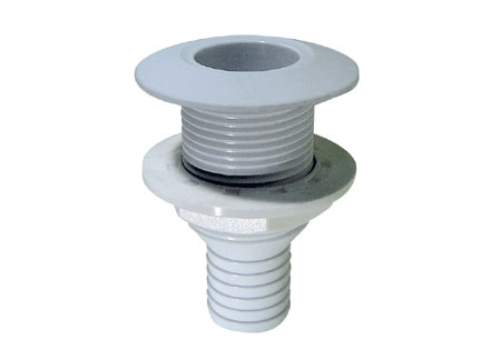 White Plastic thru-hull 30mm hose