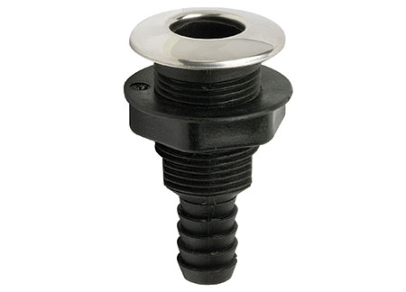 1421416 Black Thru-hull with Stainless cap for 16mm hose