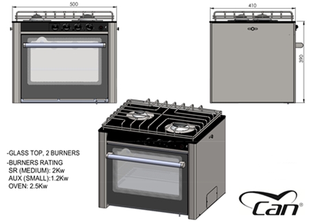1504072_1 Stainless Gas Cooker CAN 2 Burner with Hob