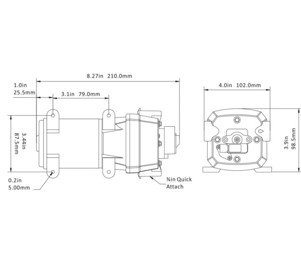 21 series Water Pressure pump Seaflo Mini 3.8 l / m 12v