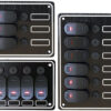 2102621 Black anodized contour panel with waterproof switches 4 x 15 amp 135 x H95mm
