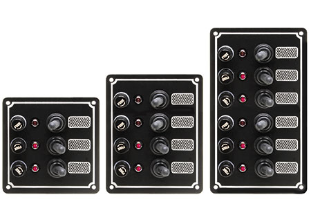 Anodized Aluminum panel with 4 waterproof switches 100 x H125mm
