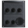 2102637_ Black ABS Electric Panel 5 Switches and Usb Socket 110 x H125mm
