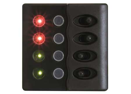 2102667_1 Black Electrical Panel Zoolander with 4 Led Switches 98 x H98mm