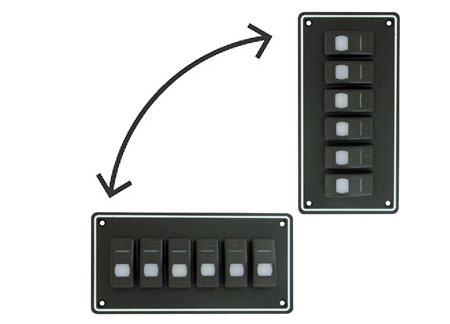 2102706_ Electrical panel Black Sea with 6 Led waterproof switches 205 x H102mm