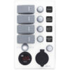 White Electrical Panel with 4 switches Battery Tester and 12V Plug 114 x H191mm
