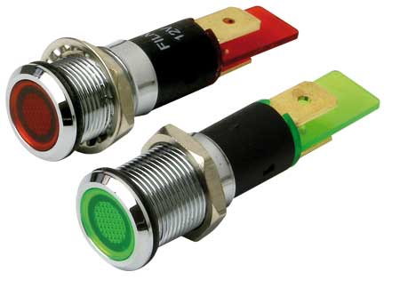 2105009 Watertight Chromed Brass 12V LED pilot lights RED