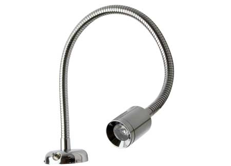 2124218 Chrome plated Brass body and flexible neck LED chart light 12/24 v