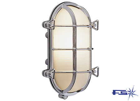 Chromed Brass CB oval lamp IP54 protected 175 x 130mm