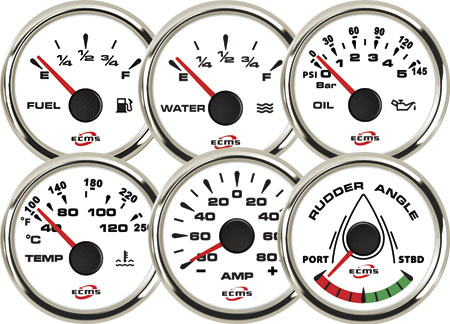 2361001 ECMS Voltmeter 12v white 52mm 8-32v