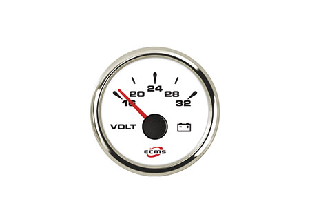 2361001_6 ECMS Voltmeter 12v white 52mm 8-32v