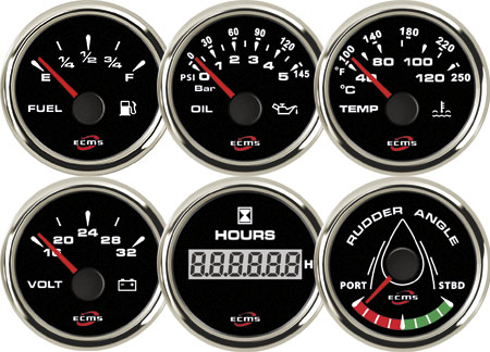 2361004 ECMS Voltmeter 12v black 52mm 8-32v