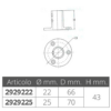 2929222_1 Round Base 90° Straight D22mm Stainless Steel