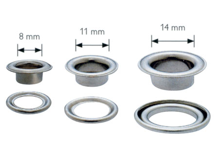 15pc Eyelets blister 11mm with mounting tools included