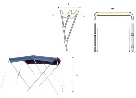 3265465_ Stainless Steel 3 Arches Tessilmare Bimini White 180 x 250 x H140cm