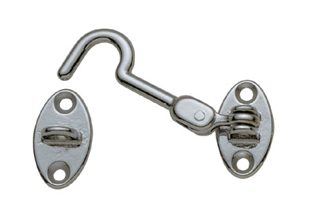 334810 Double Jointed Cabin Door Hook 100mm Chromed Brass
