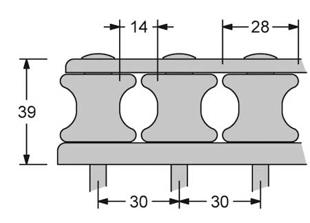 3723015_ Deck organizer Antal V-cam 814 5 sheaves for 14mm lines