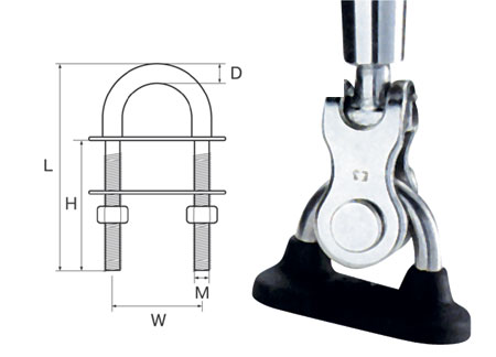 3781226_ Wichard U-bolts with Rubber sealing gasket D6 x 90mm