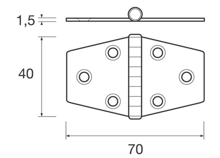 400075_ Stainless Hinge 70 x 40 x 1.5mm