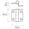 Stainless Fold Hinge 52.5 x 37.5 x 1.5mm H10mm